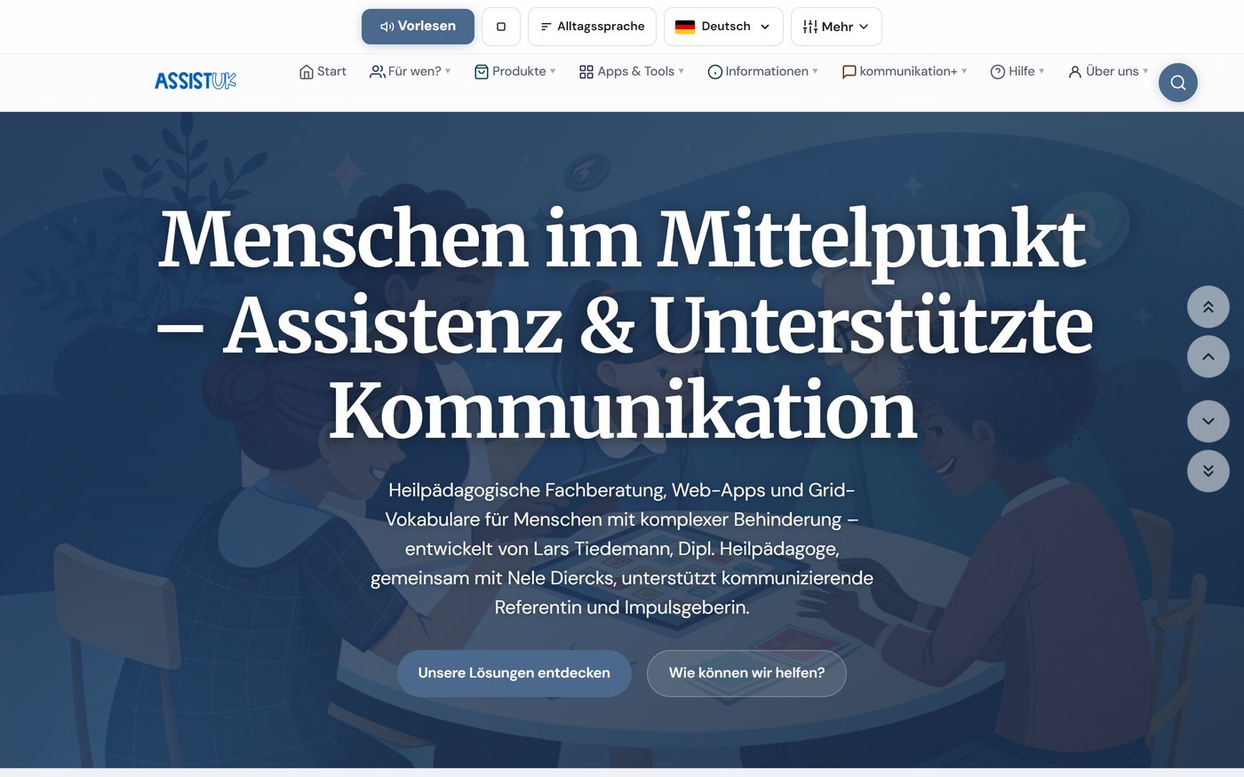 Bildschirmfoto der AssistUK-Website