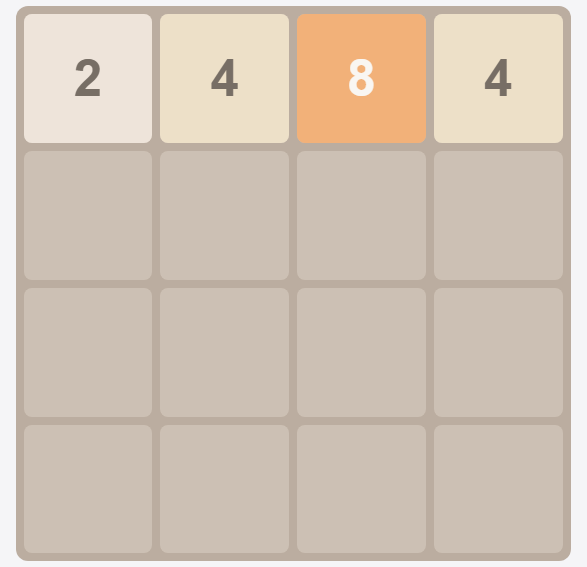 Spielbrett von 2048 mit Zahlenkacheln