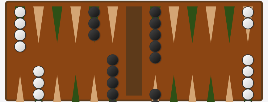 Backgammon-Brett mit Steinen